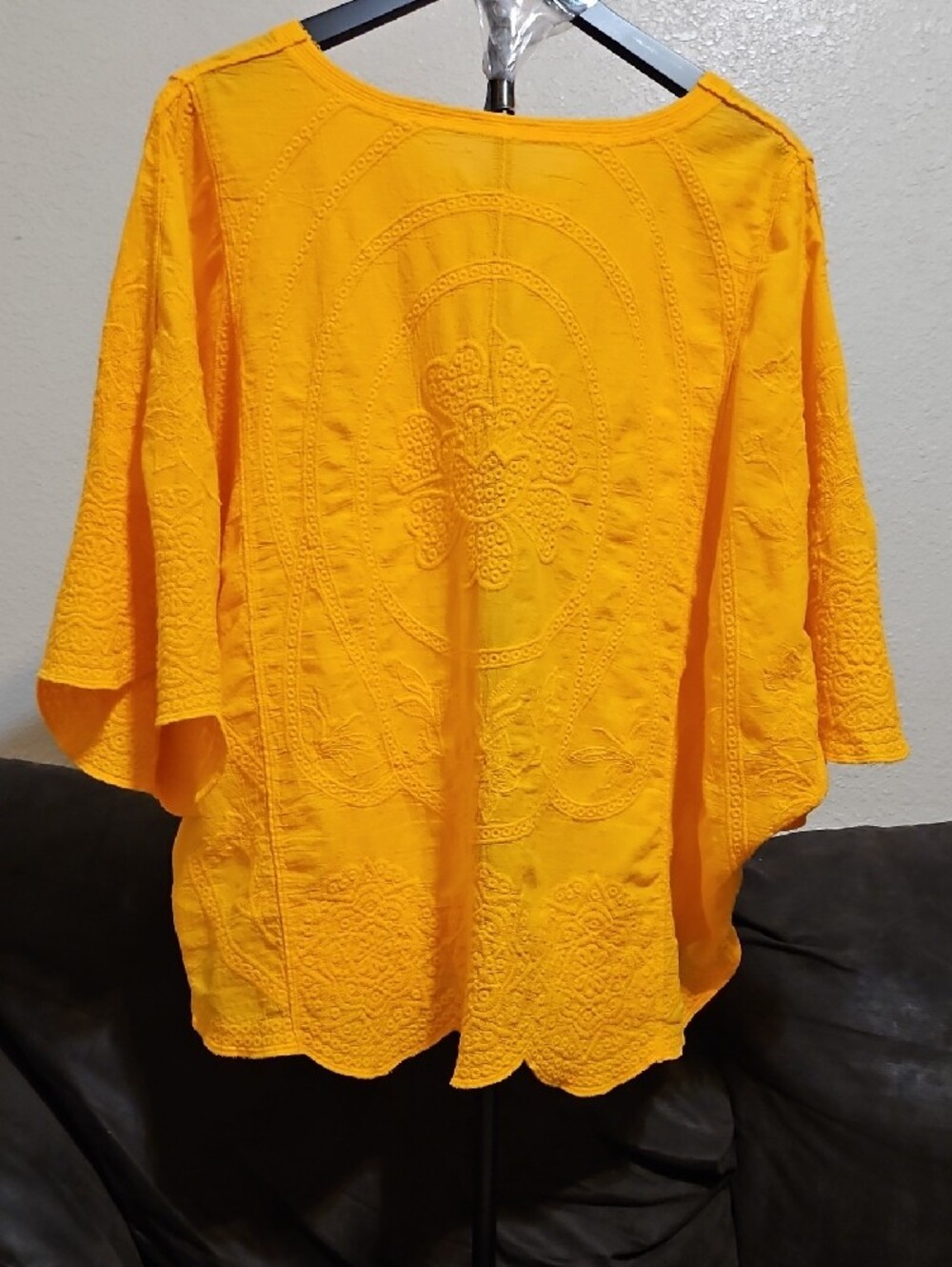 Cato Yellow Embroidered Peasant Tunic - Picture 6 of 8